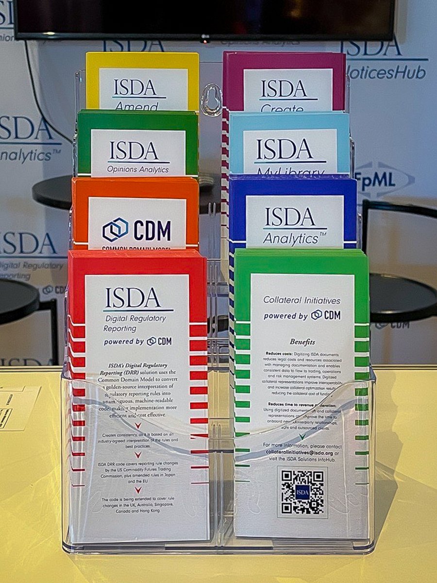 ISDA's tweet photo. The ISDA team is standing by at the ISDA exhibitor booth, ready to demo ISDA’s various digitized solutions, including ISDA’s Digital Regulatory Reporting initiative #DRR, the ISDA Notices Hub, ISDA Create and more! #isdaagm @ISDAConferences https://t.co/AyQdCY3ePh