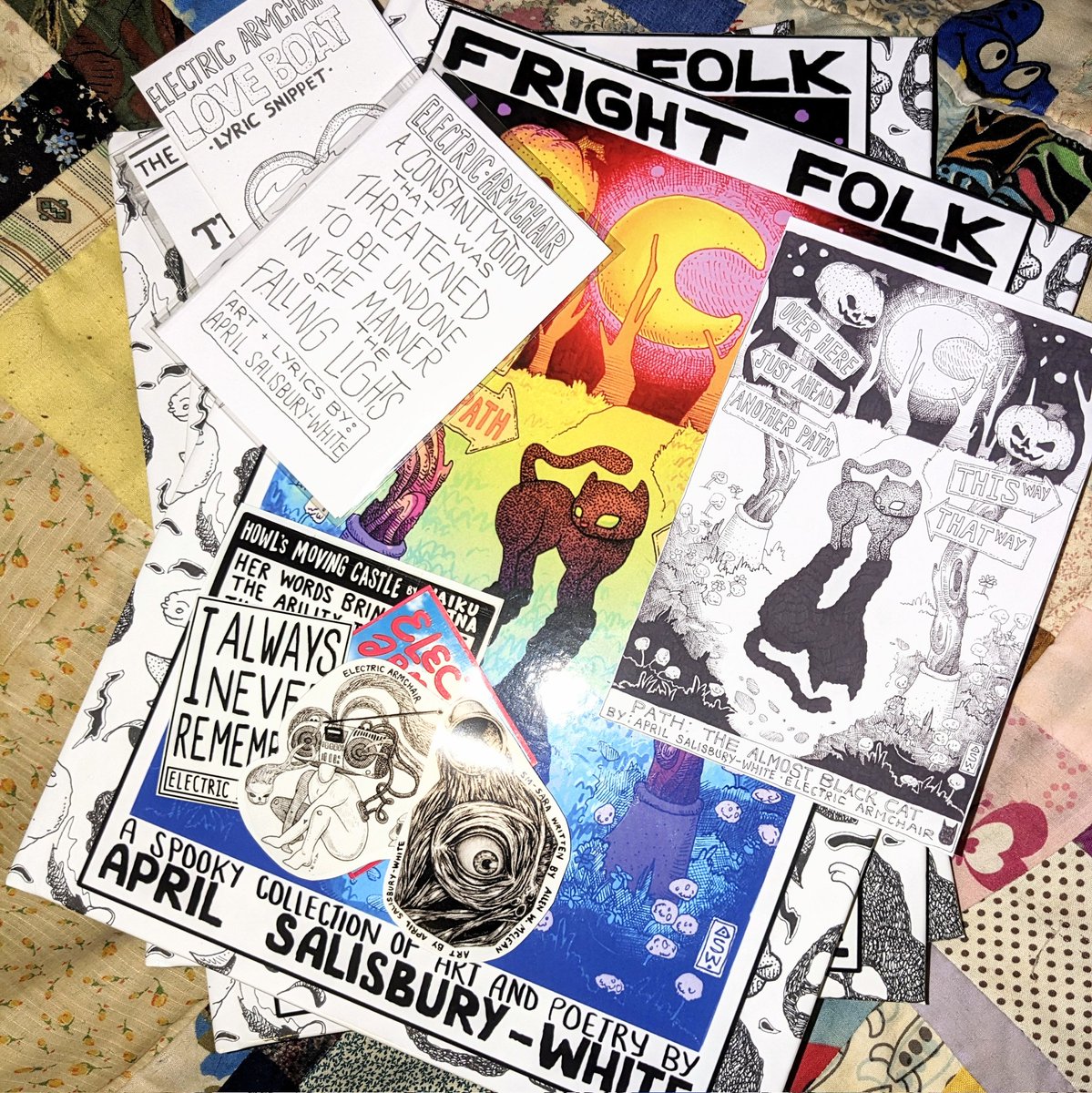 Free merch for the first 7 people who buy a copy of Fright Folk, my debut collection of 31 detailed ink drawings & 31 spooky poems. I'm hiding goodies in the pages - handmade art prints, mini zines & stickers! - Find the book on my website: aprilandallen.square.site/frightfolk #books