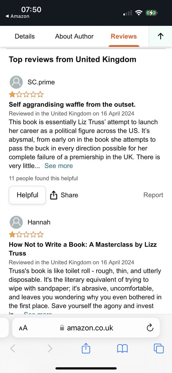 I went on Amazon to read the reviews on Liz Truss’ “book” so you don’t have to. 😂