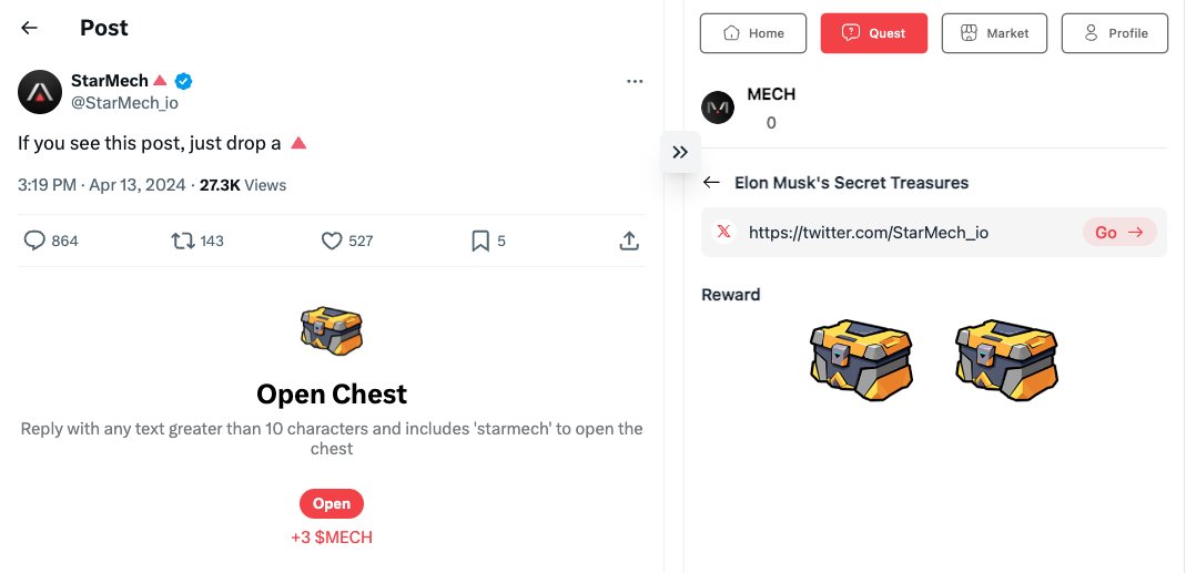 🪙How many Elon Musk chests have you opened? Share your progress below! ⤵️

$STA $AVAX #StarMech #Extension #Avalanche