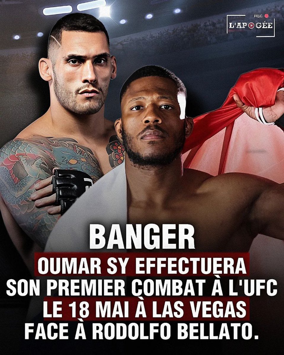 LAPOGEEMMA's tweet photo. BANGER!!!!!💥
L'information est sortie hier par la BTT.
#oumarsy #rodolfobellato #ufc #mma #mmafighter #mixmartialarts #lasvegas #bulgariantopteam https://t.co/8vLifi5iC3