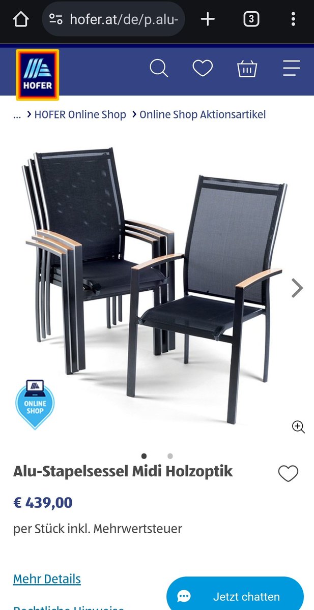 BernyKB's tweet photo. @HOFER_Austria 
€ 439 für EINEN Sessel????? https://t.co/Y2PHLVTBA5
