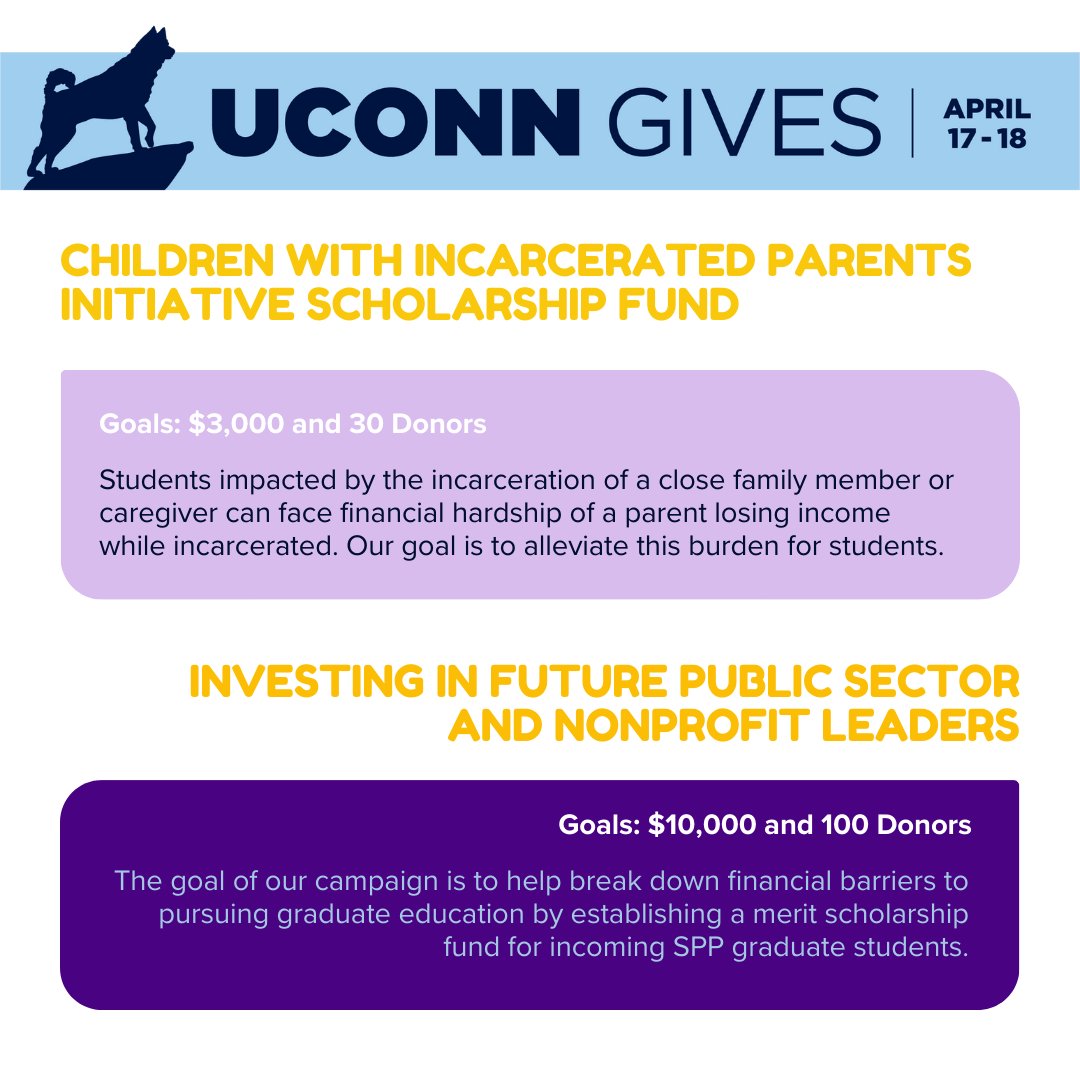 Ready to make an impact and win prizes? Support the CIP Scholarship Fund and @UConnSPP merit scholarship this #UConnGives. Your gift helps alleviate financial hurdles and makes higher education more accessible. Give now & be part of something meaningful! publicpolicy.uconn.edu/uconn-gives/