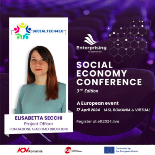 Today our colleague Elisabetta Secchi will discuss the transformative impact of the @SocialTech4EU project during the international conference Enterprising for Tomorrow 2024. Find out more➡️ fondazionebrodolini.it/en/news-and-ev…