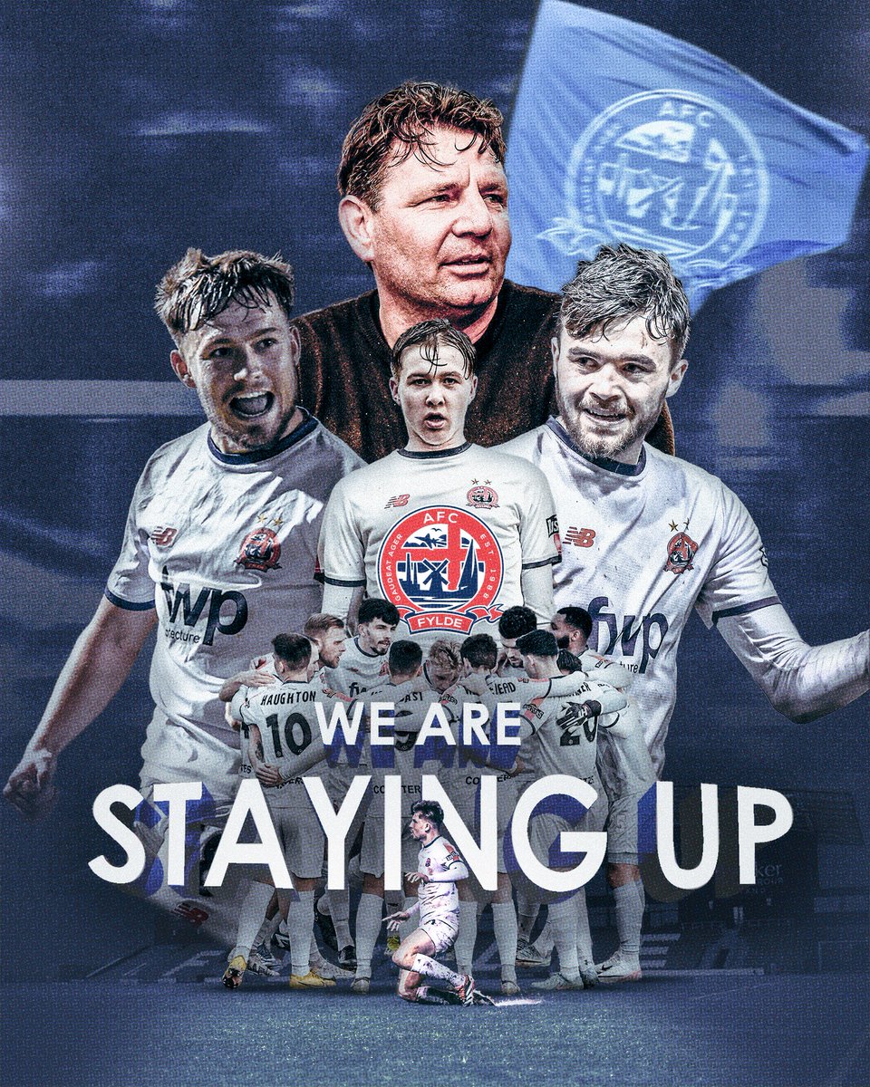 AFCFylde's tweet photo. IT'S OFFICIAL. WE ARE STAYING UP! https://t.co/78jDAQ5OwV
