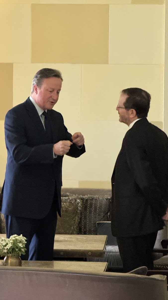 David Cameron meeting Israeli President Herzog this morning in Jerusalem. The Foreign Secretary is due to meet Benjamin Netanyahu today as well as others in the government with Britain’s “calm heads” message as Israel plans its next military move against Iran
