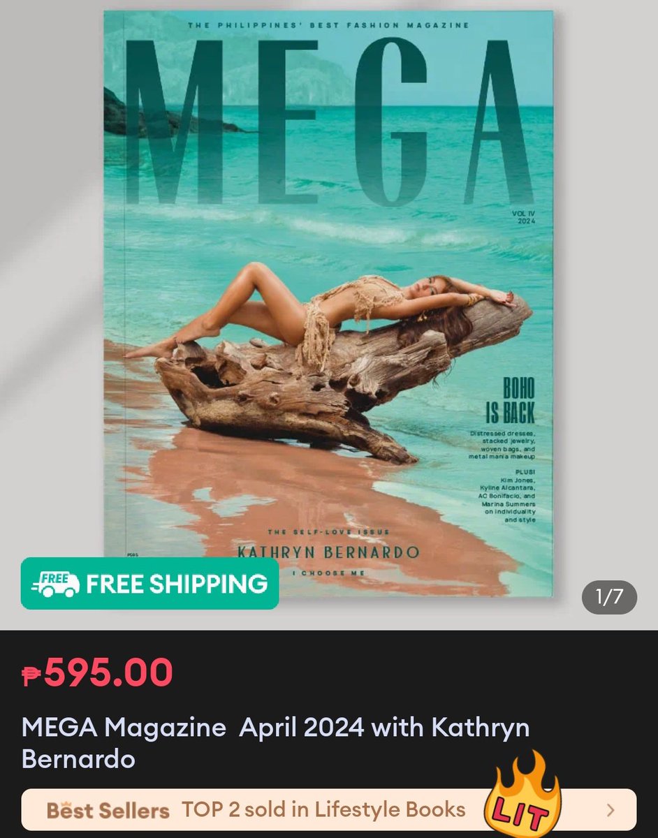 sxshaaa's tweet photo. Kathryn Bernardo's MEGA April 2024 issue.

Best sellers- Top 2 in Lazada Lifestyle &amp; Books section. 🔥 https://t.co/bQVMgnSas2