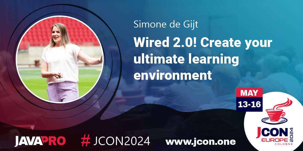 Excited for #JCON EUROPE 2024? See @de_gijt at #JCON2024 in Cologne talking about 'Wired 2.0! Create your #ultimate learning environment' I think, therefore I am.” From the moment we arrived on this #chaotic planet, … Get your free #JUG Ticket: jcon.one