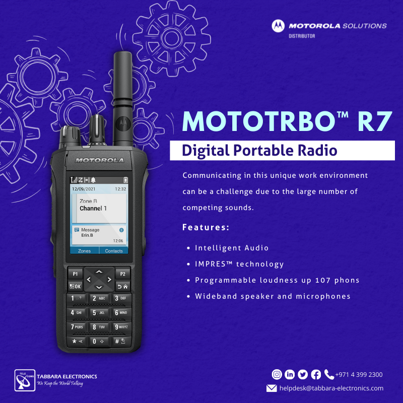 Enhance your manufacturing operations and unlock new levels of efficiency with the Motorola Solutions MOTOTRBO R7.

#TabbaraElectronics #MotorolaSolutions #uae #dubai #abudhabi #middleeast #MOTOTRBO #digitaltwowayradio #manufacturing
#ملتزمون_ياوطن
#نتصدر_المشهد