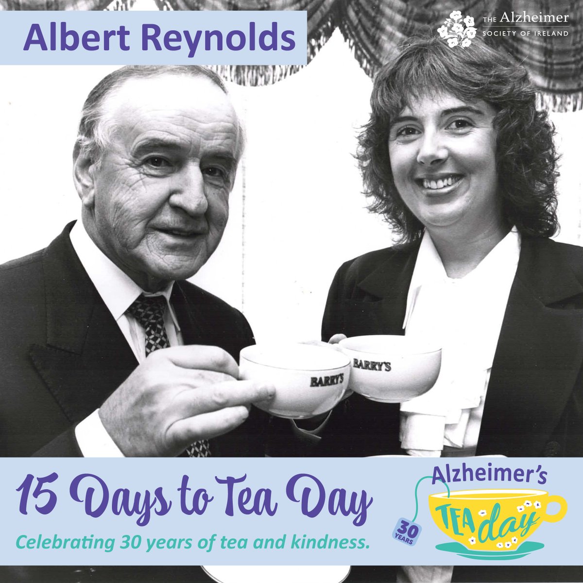Can you guess which Taoiseach is pictured with Tea Day creator, @barbarascully ? In 2013 he would be one of the 11,000 people diagnosed with Alzheimer’s in Ireland every year. Swipe the image to find out who it is. Sign up for #TeaDay2024 on teaday.ie 🍵