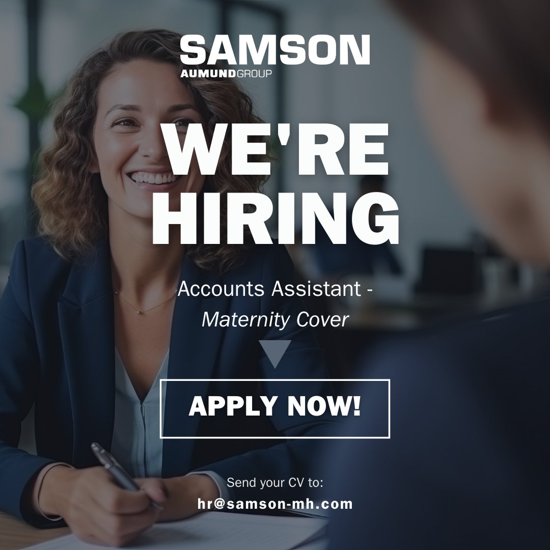 Seeking a talented individual for Maternity Cover Accounts Assistant role. Part-time/fixed-term until January 2025 in Ely, UK. Contact hr@samson-mh.com. #Accounting #TemporaryJob #PartTime #MaternityCover #UKEmployment #FixedTerm #Engineering