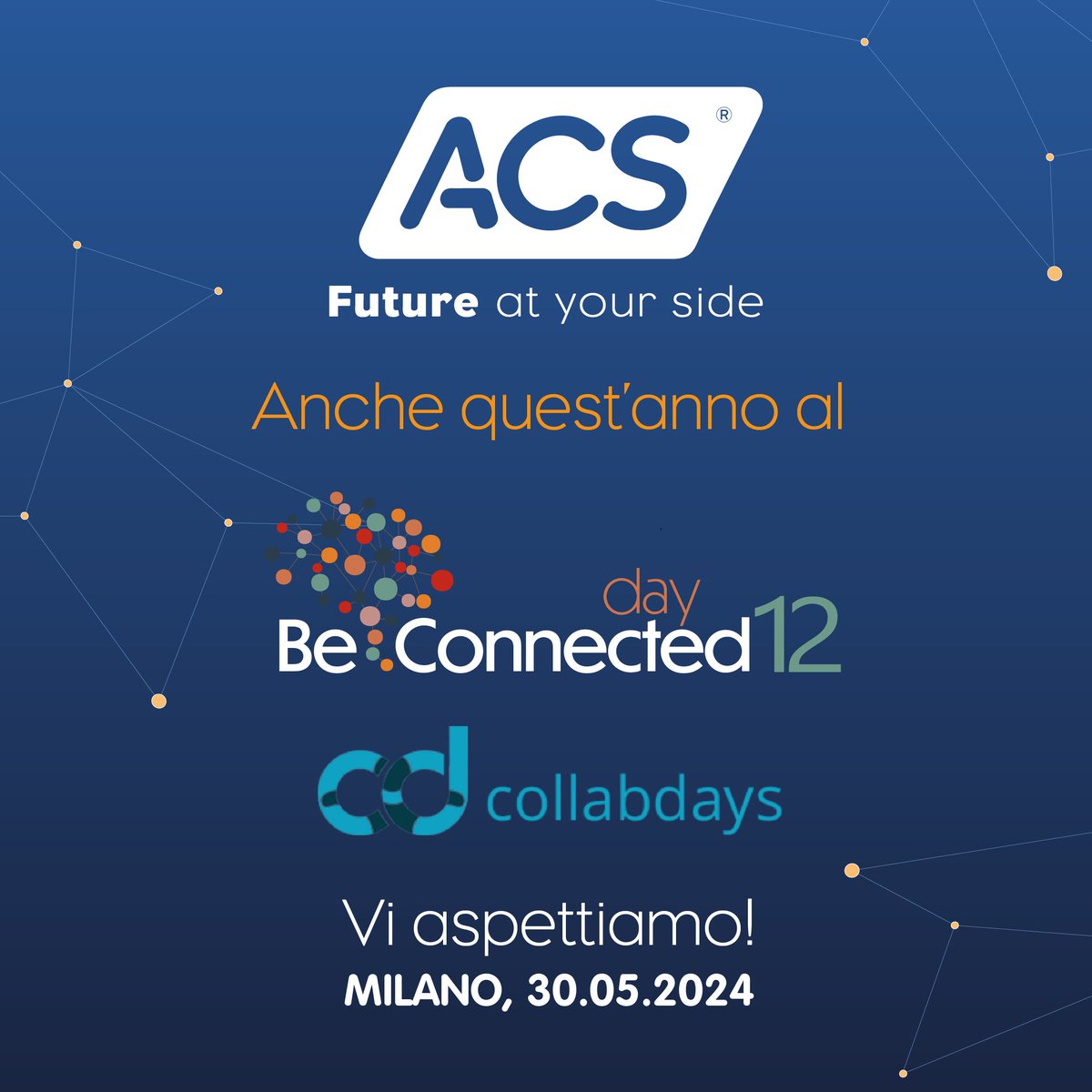 BeConnectedday's tweet image. Anche quest’anno @ACSDataSystems, IT Service Provider leader nel nord Italia che offre soluzioni di Modern Work, Cybersecurity, IT Infrastructure e Digital Signage, ha scelto di supportare il BeCinnected day 12 + Collabdays 2024