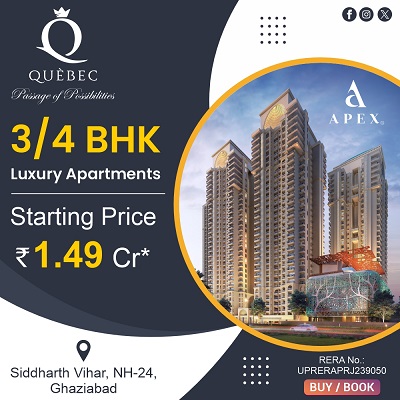 #ApexQuebec  offering a 3 Bhk and 4 Bhk Luxury Apartments  in #Siddharthvihar, Ghaziabad with Starting Price 1.49cr*only
Sizes 1770 to 2500 Sqft
Prime Locations with prime connectivity
 #3BhkApartments 
Call Now +91 9582275275
Visit to propshop.org.in/apexquebec-sid…
#AyodhyaRamMandir