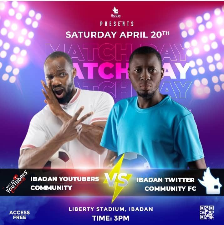 IBTC FIRST NOVELTY MATCH OF THE YEAR @ibtcfc VS Ibadan Youtubers Venue: Liberty Stadium. Date: Saturday, April 20th, 2024. Time: 3pm prompt