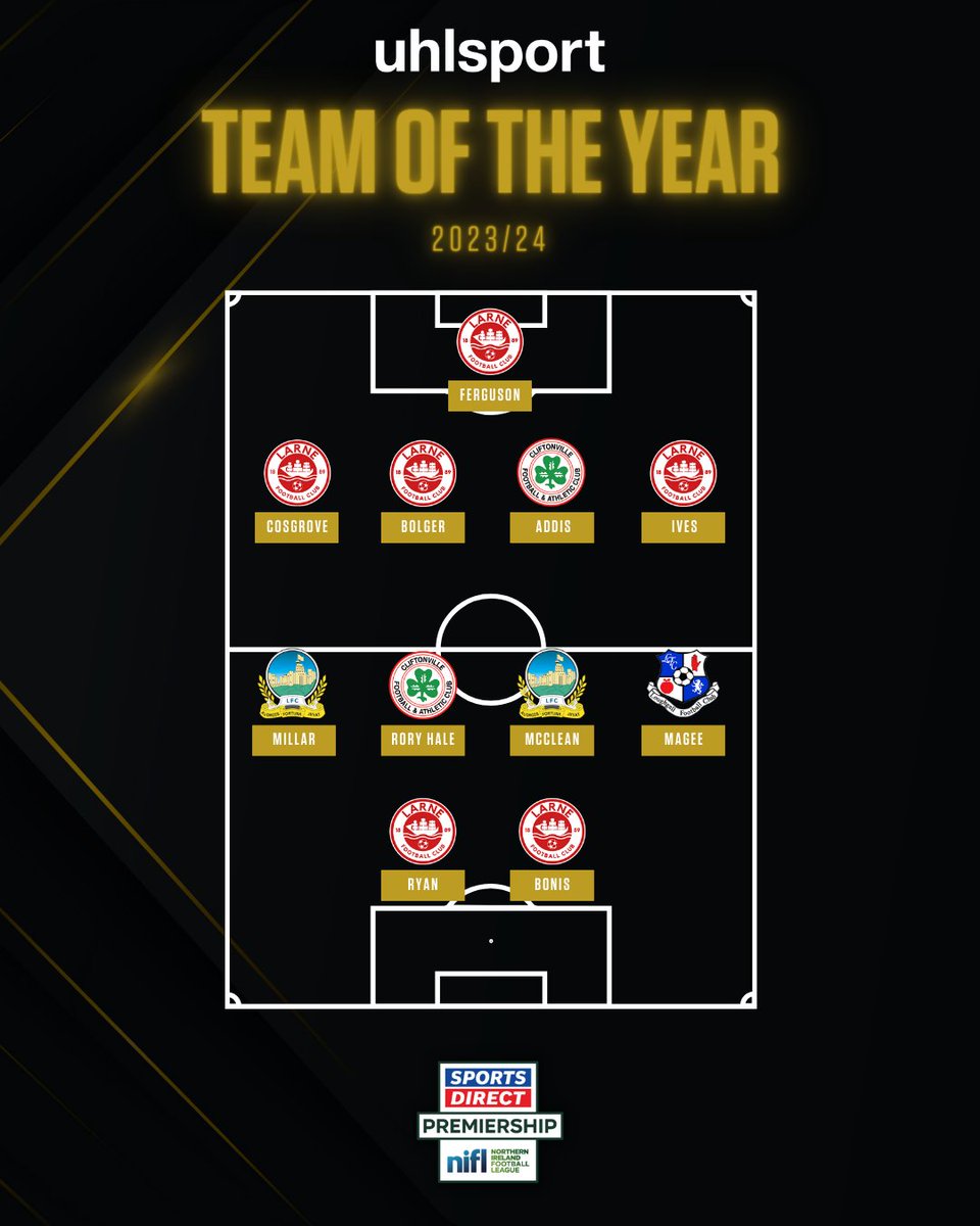 ⭐ 𝗧𝗛𝗘 𝗕𝗘𝗦𝗧 𝗢𝗙 𝗧𝗛𝗘 𝗕𝗘𝗦𝗧 ⭐ 🏟️ Introducing your NI Football Awards @uhlsportUK Team of the Year! As voted for by @NIFWA and #SportsDirectPrem clubs.