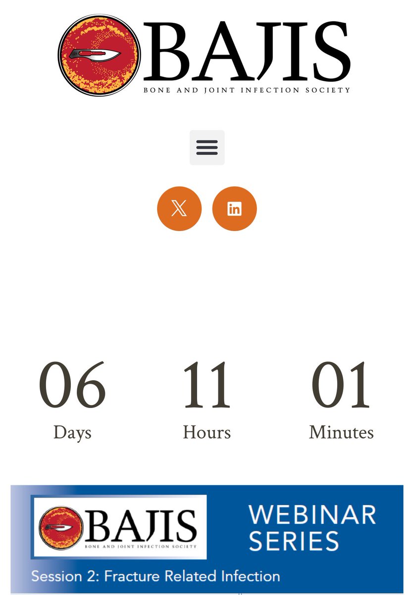 BAJIS_UK's tweet image. Join us for FREE BAJIS Webinar Series!

bajis.org/index.php/even…

🦴 Session 2: Fracture Related Infections (FRI)
🗓️ 23rd April | 🕕 6 PM GMT | 🌐 Zoom Webinar