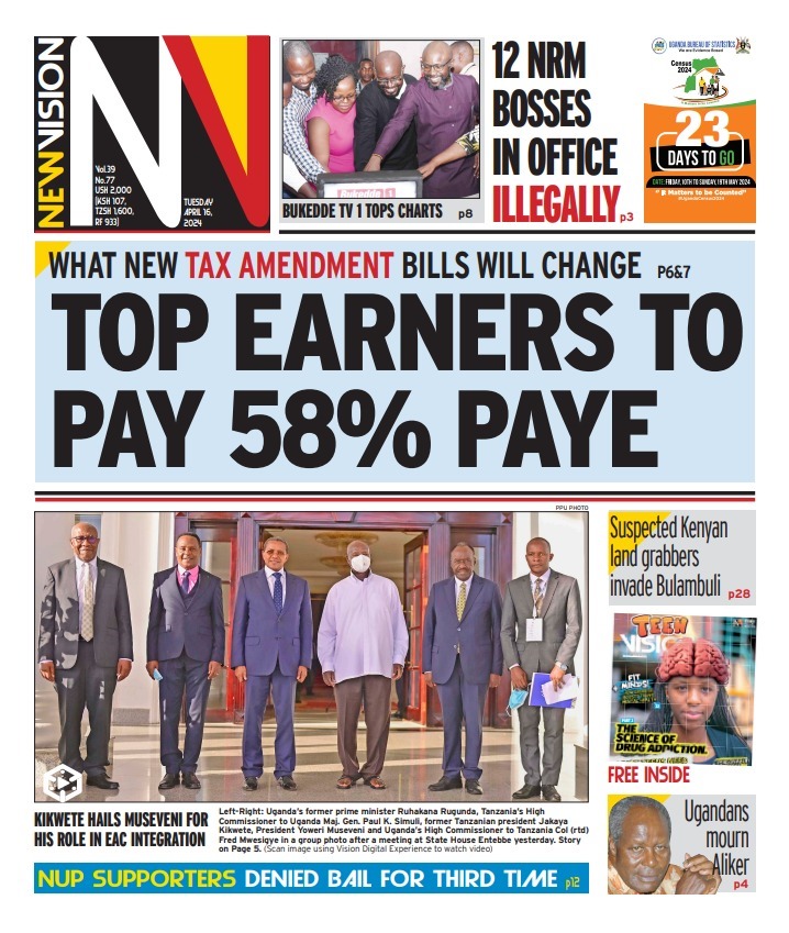 All headlines are on the economy Banks on edge over gov't plan to tax loans @DailyMonitor Public fury over lavish gov't retirement perks @observerug Akeediimo Kavasibuzi day two @bukeddeonline Top Earners to pay 58% PAYE @newvisionwire Paye | Besigye | EFRIS|