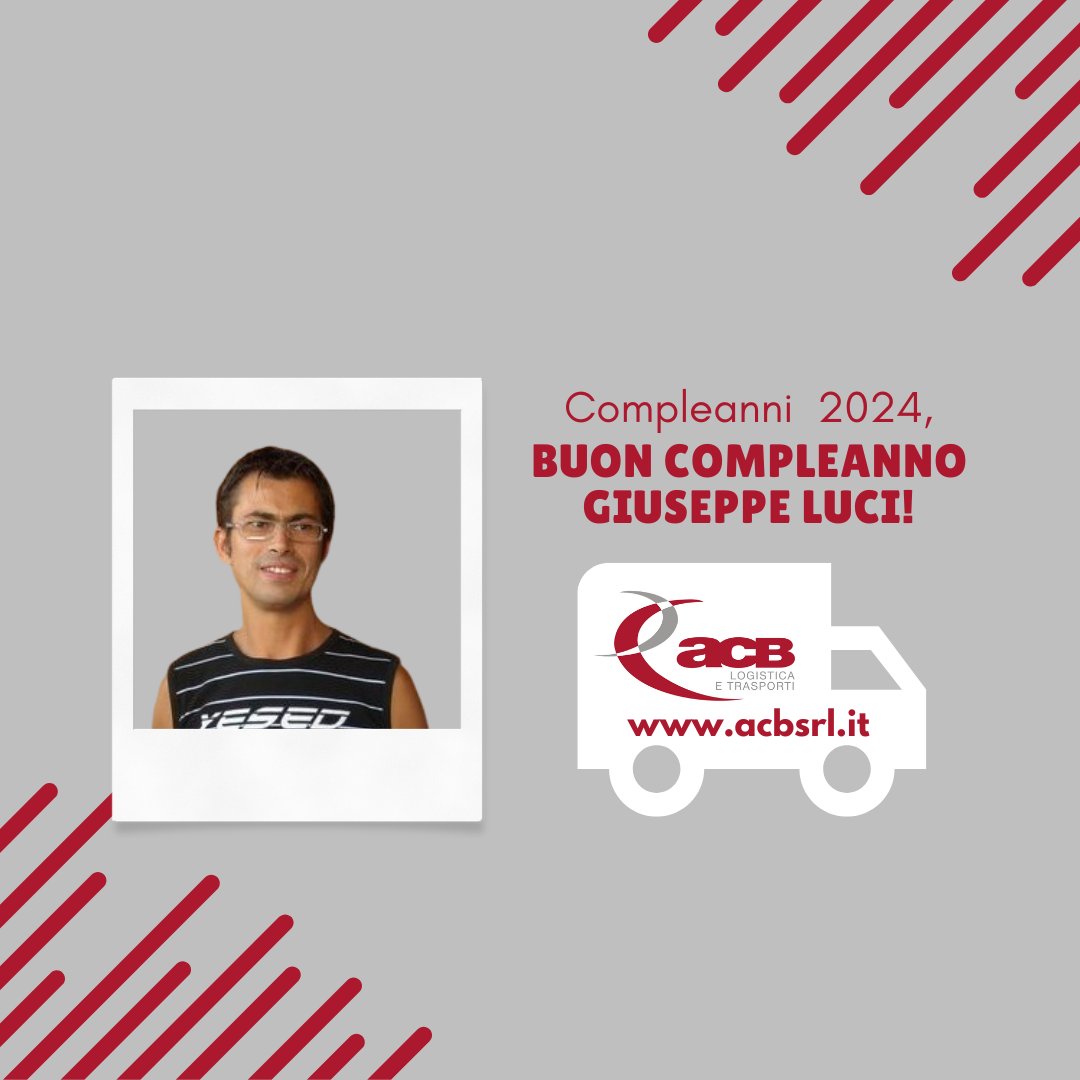 ACB_srl's tweet photo. 🎂Augurissimi al nostro caro #autista GIUSEPPE LUCI nel suo compleanno!❤🎉🎁🎈🎉

❤Tutto il TEAM Autotrasporti ACB Srl ti augura sempre il meglio!

🚚👉PRENOTA LE TUE SPEDIZIONI:https://t.co/4Ffw0JBgmw
📞 Chiama! +39 035 482 4401

#acbsrl #autotrasporti #spedizioni https://t.co/CaNa2JgS6H