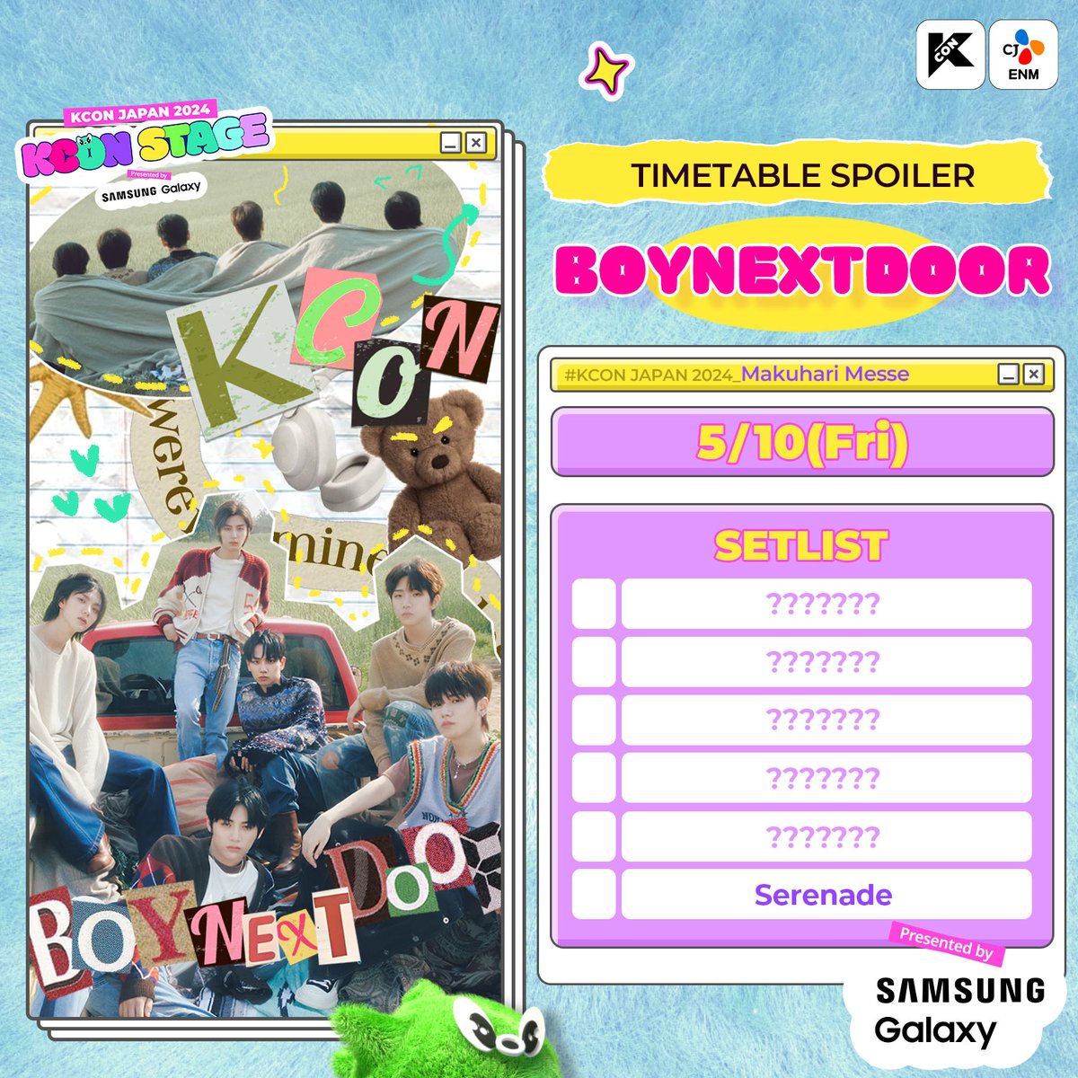 kconjapan's tweet photo. [#KCONJAPAN2024] KCON STAGE SPOILER   

MAY 10 💙 #BOYNEXTDOOR 
MAY 12 💙 #TIOT 
MAY 12 💙 #WOOAH 

🎈2024.05.10.-05.12 
🎫 https://t.co/iqVI88fIgB https://t.co/SpW7pVCJue