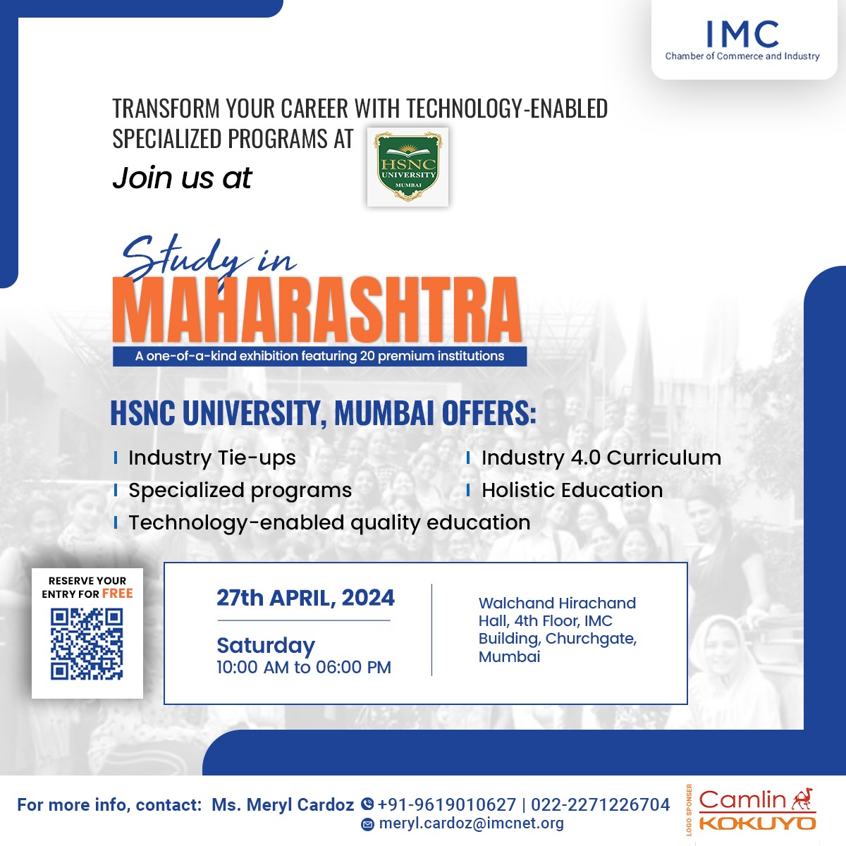 In a world powered by AI and digital marvels, we all need a technology-enabled career path in our life! Join us at the #StudyInMaharashtra Exhibition and engage with @HSNCUniversity, your guide to the new age. 🗓️ 27th April, 2024 🕰️ 10:00 AM - 06:00 PM 📍 Walchand Hirachand