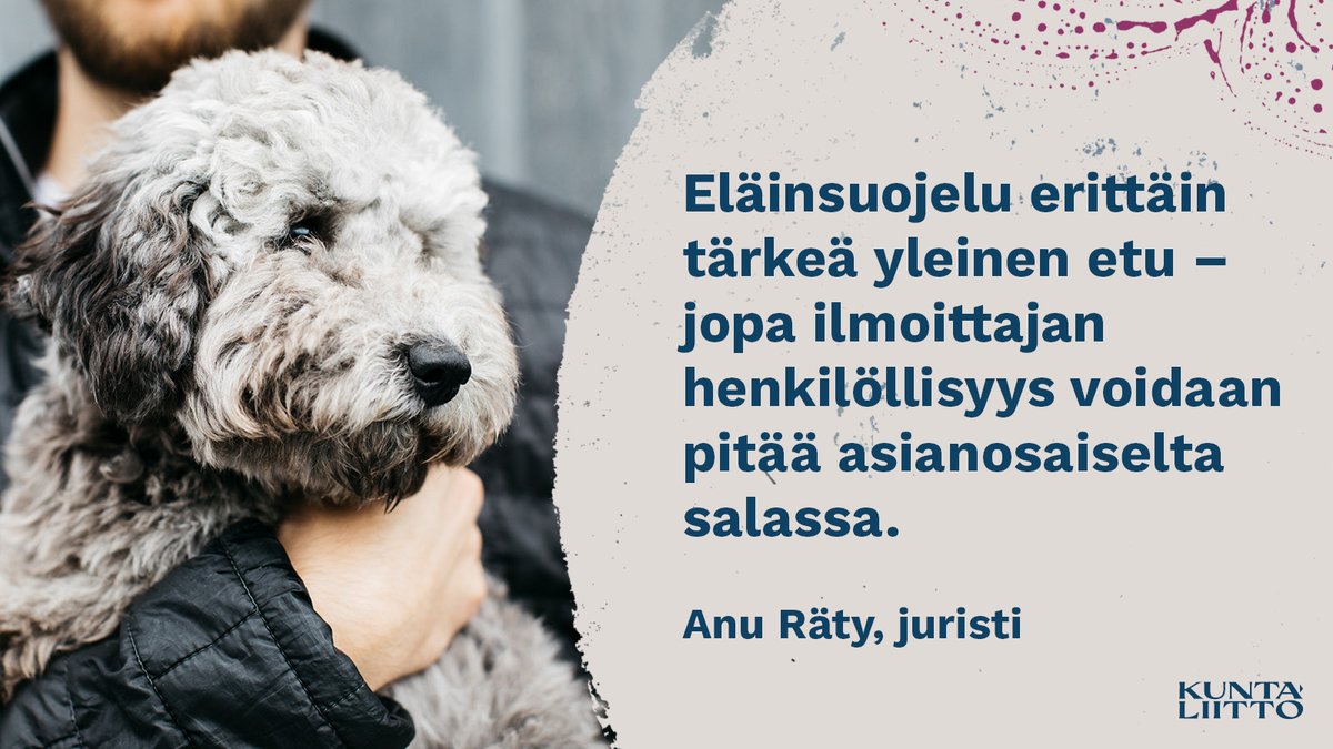 Juristimme Anu Räty: Ilmoittajan henkilöllisyyden salaaminen turvaa osaltaan valvontaviranomaisen tiedonsaantia. <a href="/KHOtuomioistuin/">Korkein hallinto-oikeus</a> ratkaisu vahvistaa #eläinsuojelu'n asemaa.

Lue kiinnostusta herättänyt blogi:
kuntaliitto.fi/blogi/2024/ela…

#julkisuus #salassapito #ilmoitukset #valvonta