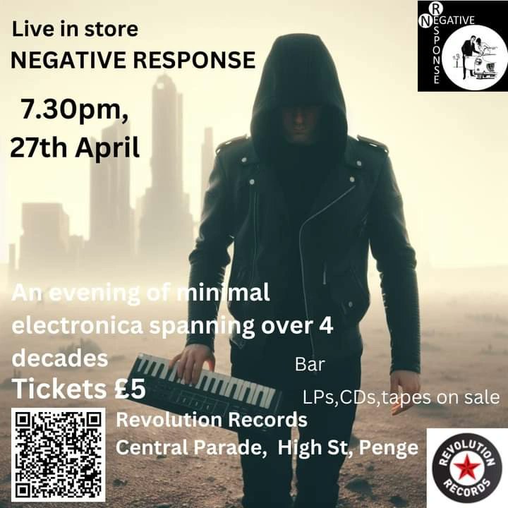 We are playing an intimate gig at #penge #recordshop #Revolutionrecords on 27 April. Playing 2 sets spanning over 4O years. Tickets eventbrite.com/e/negative-res… #southlondon #electronica #Synth #Postpunk #livemusic #indie #alternative #darksynth #londonlive #minimal #bromley #lofi