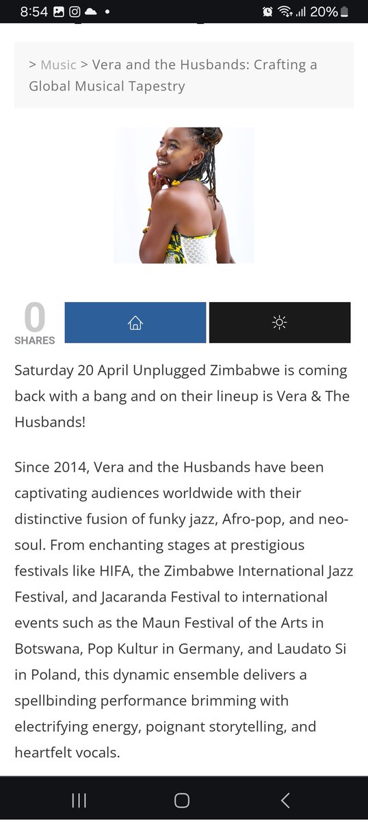 Vera_zw's tweet photo. Really dope article in the @OfficialGriott about me and my 4 husbands. We are super excited about our upcoming @UnpluggedZim performance  #Coca-Cola  https://t.co/Y3iFU8mvq7 https://t.co/aQnfoaSNZX