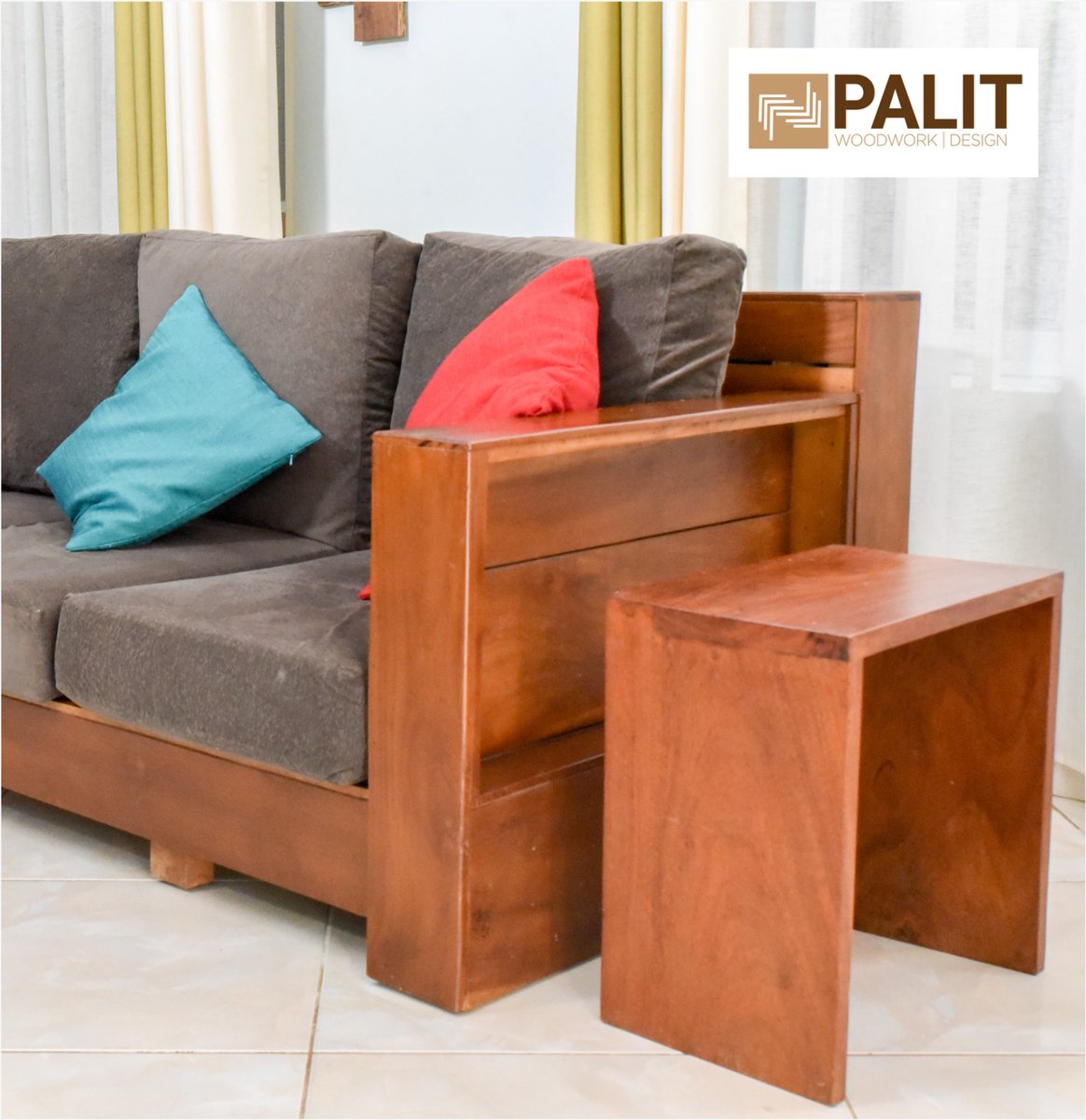 Can you see this in your spaces? Our hardwood sofa & side table set with sleek, angular design from the PALIT #WOODWORK #FURNITURE SHOP in Makindye on 0775000316 | 0755702085 ! 🛠️🪵  #woodenfurniture #woodendecor #woodenaccessories