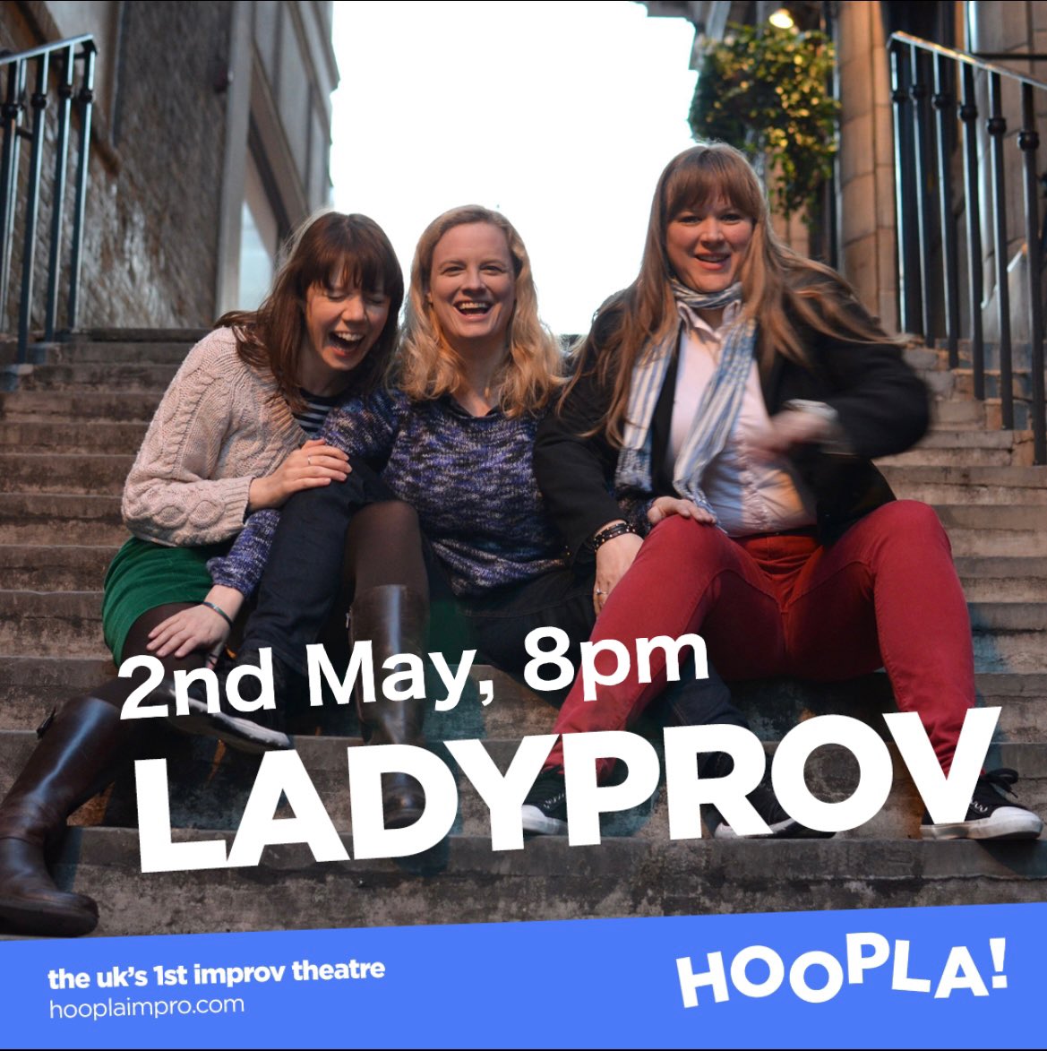 LadyProv (@lady_prov) on Twitter photo Our next night is <a href="/hooplaimpro/">Hoopla Impro</a> <a href="/themillerpub/">The Miller Pub</a> on 2nd May! We have character clown <a href="/HalimaMartha/">Halima</a> and Improv from Rumourville.
We also have our jam which is open to ALL; female, male, non-binary and all levels of experience.
Doors: 7.45pm with show at 8pm.
#improv #ladyprov Our next night is <a href="/hooplaimpro/">Hoopla Impro</a> <a href="/themillerpub/">The Miller Pub</a> on 2nd May! We have character clown <a href="/HalimaMartha/">Halima</a> and Improv from Rumourville.
We also have our jam which is open to ALL; female, male, non-binary and all levels of experience.
Doors: 7.45pm with show at 8pm.
#improv #ladyprov