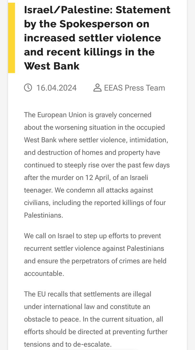 Israel/Palestine: Statement on recent violence and killings in the occupied West Bank 👉 europa.eu/!k6VGfW