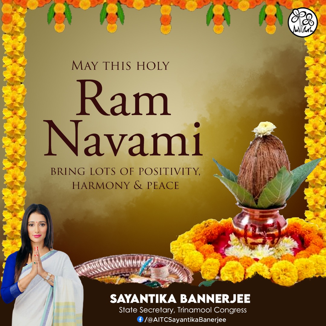 On this auspicious occasion of Ram Navami, let's remember Lord Rama's unwavering devotion to truth. Wishing you all a blessed Ram Navami. . . . #LordRama #RamNavami #RamNavami #DivineCelebration #DivineBlessings #SacredOccasion #AITCSayantikaBanerjee