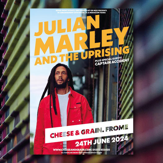 Cheese and Grain (@cheeseandgrain) on Twitter photo Reggae royalty <a href="/JulianMarley/">Julian Marley</a> comes to Somerset this summer, hot on the heels of his 2024 Grammy Award-winning album 'Colors of Royal'.
Monday 24th June
Cheese and Grain, Frome
£32.50 advance
Support from <a href="/CaptainAccident/">Captain Accident</a>
Tickets cheeseandgrain.com/events/julian-… Reggae royalty <a href="/JulianMarley/">Julian Marley</a> comes to Somerset this summer, hot on the heels of his 2024 Grammy Award-winning album 'Colors of Royal'.
Monday 24th June
Cheese and Grain, Frome
£32.50 advance
Support from <a href="/CaptainAccident/">Captain Accident</a>
Tickets cheeseandgrain.com/events/julian-…