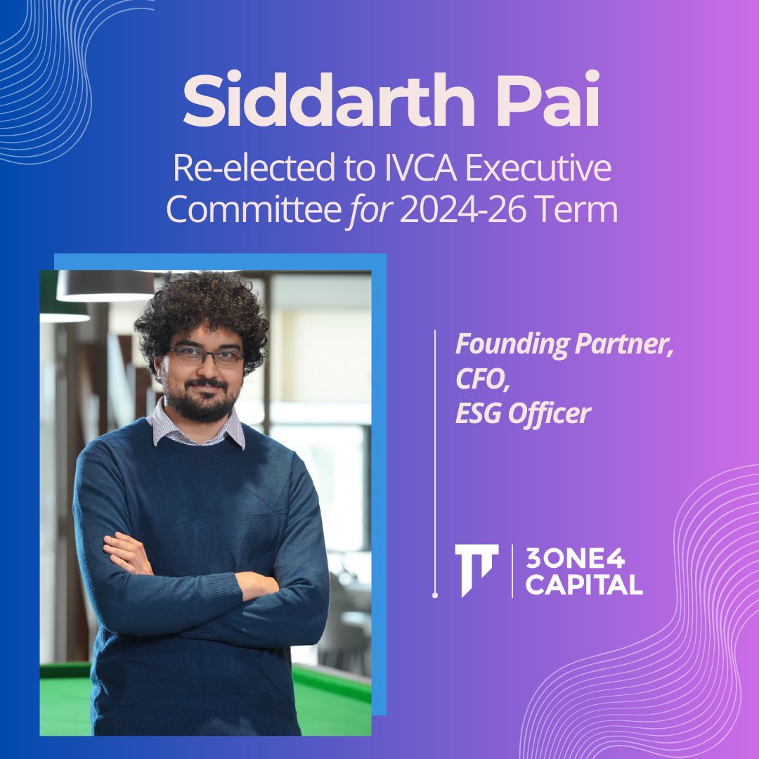 We’re delighted to share that @SiddarthMPai, Partner at 3one4 Capital, has been re-elected to the @IndianVCA Executive Committee for the 2024-26 Term. 🏅 Congratulations to Siddarth on the well-deserved recognition, a reflection of his contributions to the AIF sector. 🙌 🎊