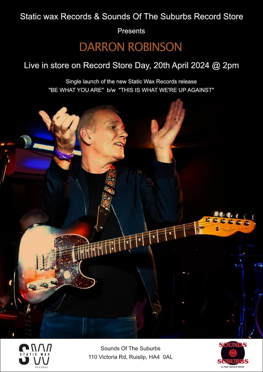 This Saturday Darron Robinson, live in the shop #newrelease #newmusic #newvinyl #livemusic #RecordStoreDay #specialoffers #freebies #raffle #recordshop #recordstore #ruislipmanor #mod #soul, #scooters @GCPunkNewWave @FrenchBoutik