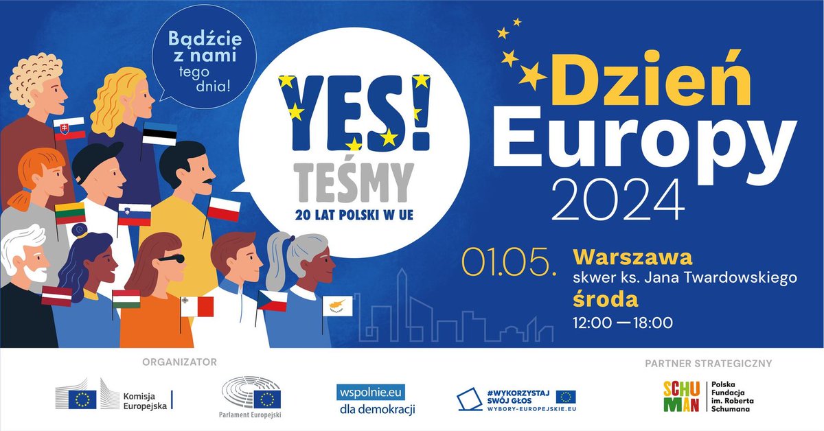 🇪🇺 🇪🇺🇪🇺 1 maja zapraszamy na obchody Dnia Europy w 📍Warszawie! Wydarzenie organizujemy z Regionalnym Przedstawicielstwem Komisji Europejskiej i Biurem Parlamentu Europejskiego we Wrocławiu i @Europarl_PL 🇪🇺🇪🇺🇪🇺 Dzień Europy świętujemy także we 📍Wrocławiu 11 maja.