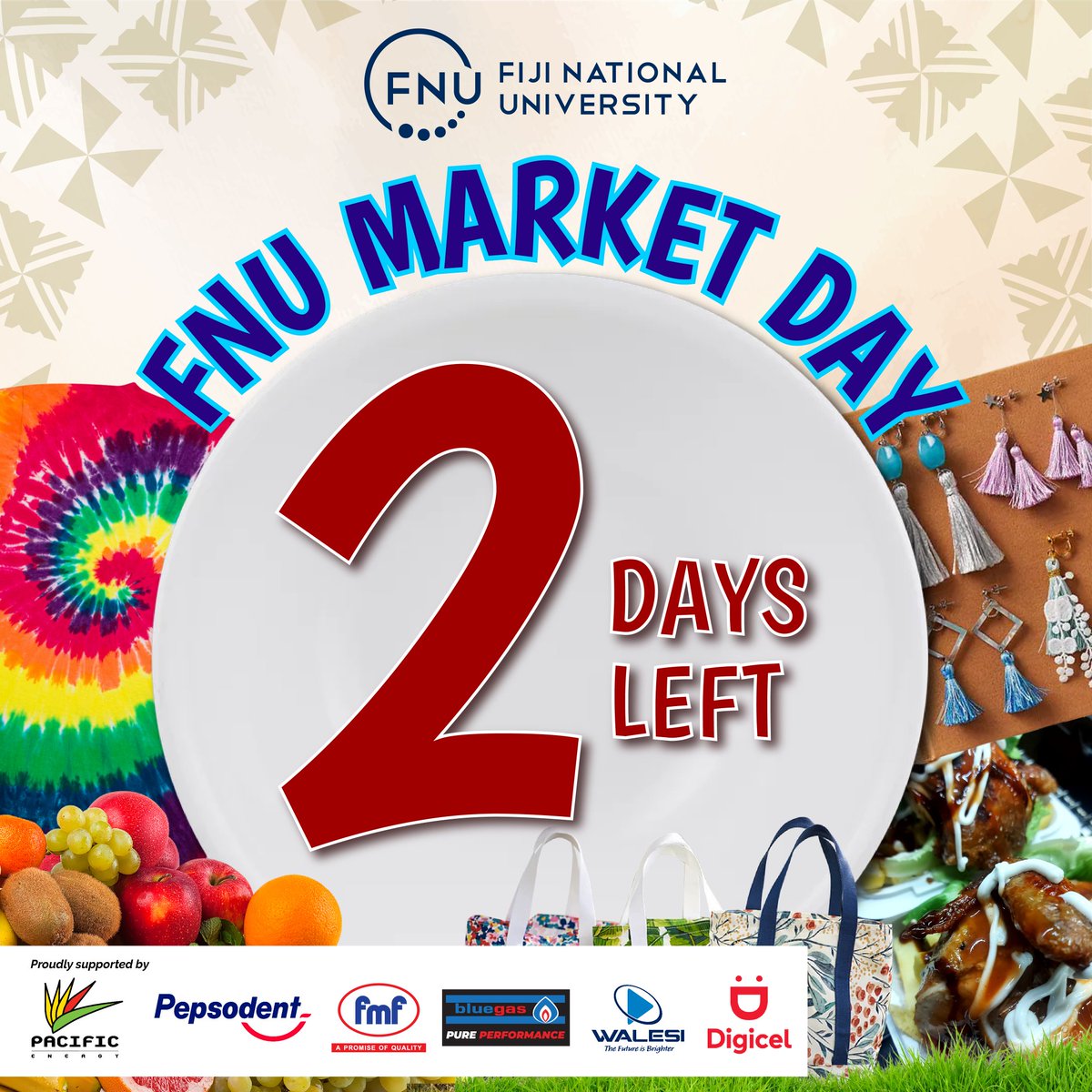 🛒 Only 2 days until the FNU Market Day lights up Derrick Campus this Friday, 19 April 2024.

Please  📧  ronald.singh@fnu.ac.fj or ☎️ 8651369 for more information. 

#MarketDay #DerrickCampus #FNUEvent