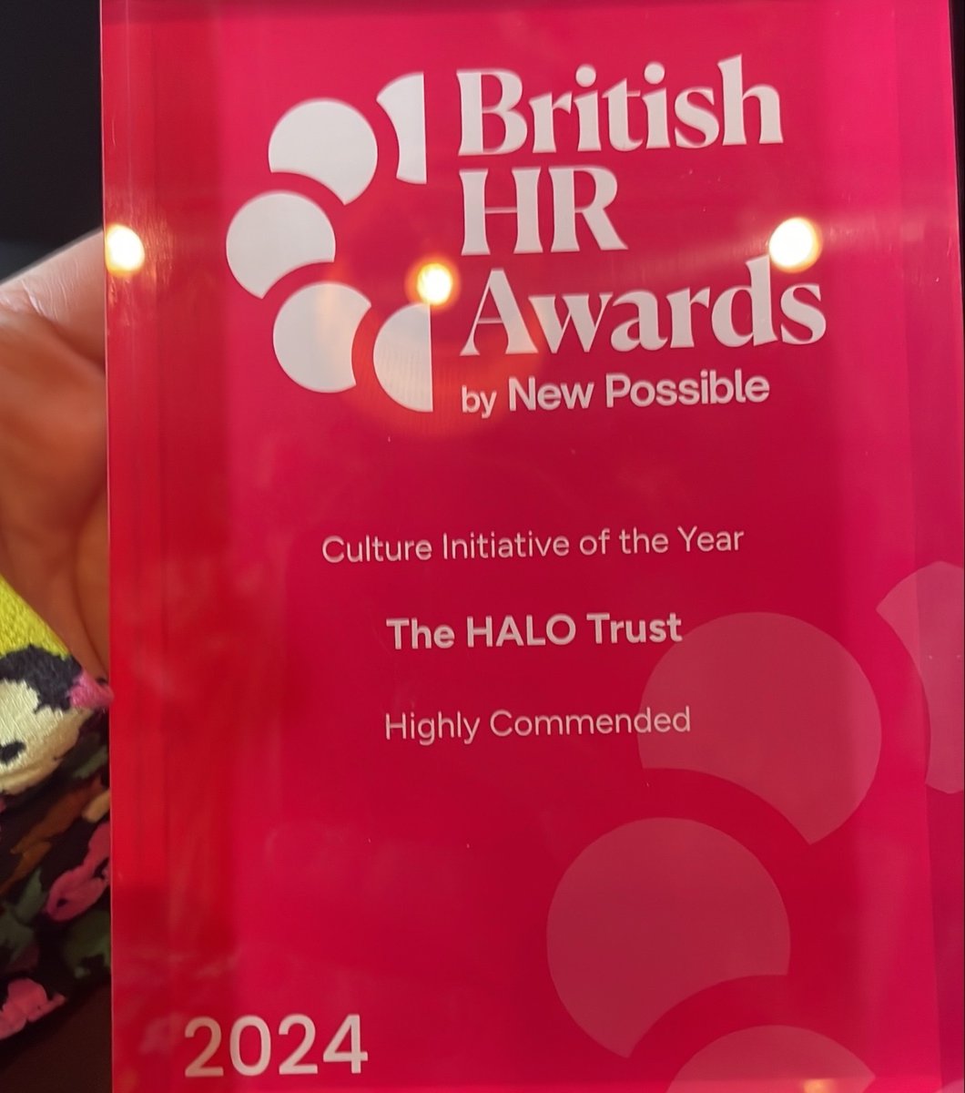 TheHALOTrust's tweet photo. 🎉 Delighted to announce that we have been commended for 'Culture Initiative of the Year' at the @BritishHRAwards 2024! A proud moment for the whole team who continue to build a workplace culture that values and supports all our incredible staff.🏆 https://t.co/pHOIGBEbLp