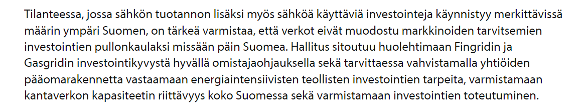 Hyvä, että hallitus pitää huolen kanta- ja kaasuverkoista. Toivottavasti jakeluverkot ymmärrettäisiin samoin elinkeinoelämän kilpailukyvyn ja kuntien elivoiman varmistajina. #kehysriihi #sähkönjakelu