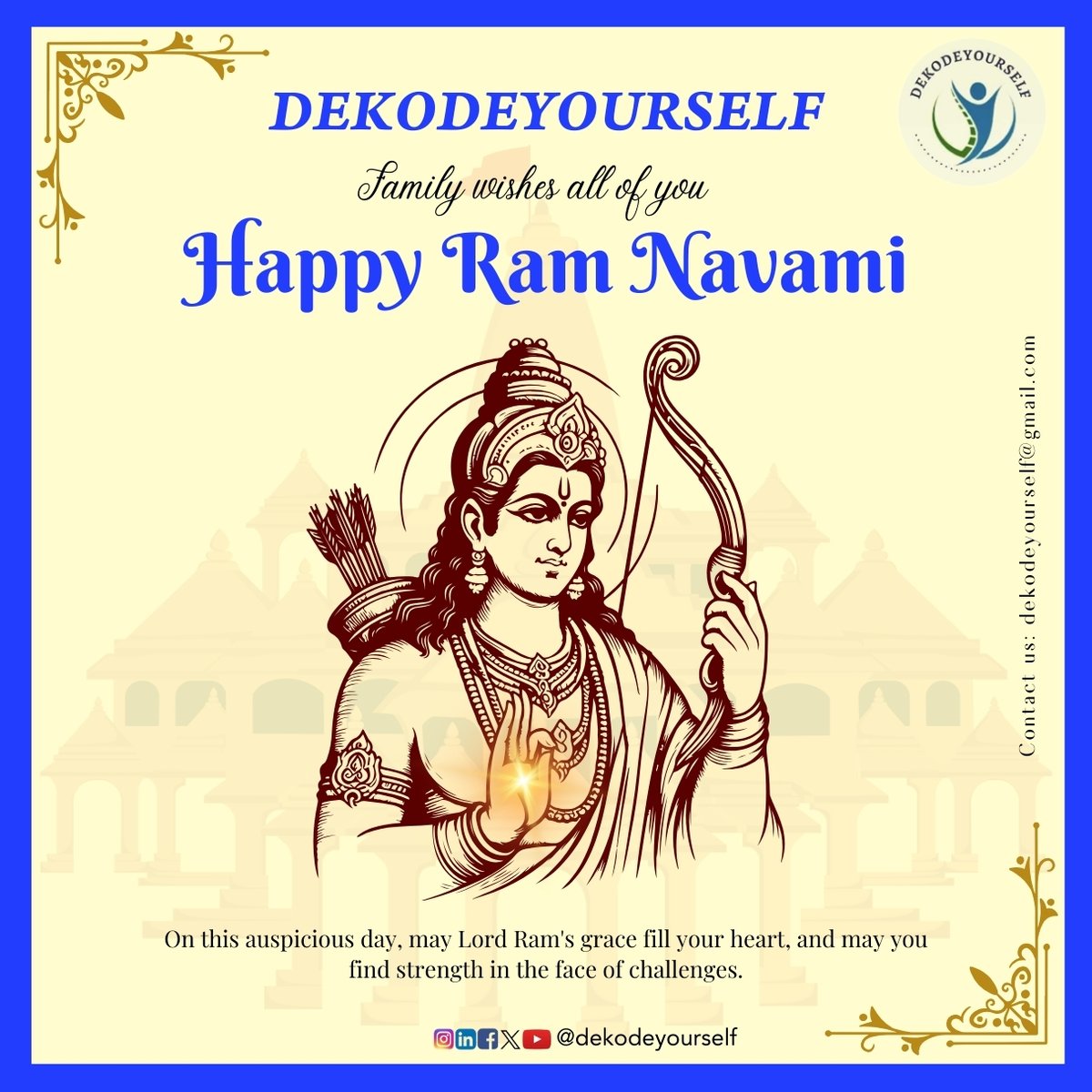 @DekodeYourself #family wishing you and your loved ones a blessed #RamNavmi2024 filled with happiness and prosperity. Let's celebrate together and share the spirit of love and positivity 🙏. Connect with us 👉 whatsapp.com/channel/0029Va… @BhartiyaConnect #RamNavmi #Dekodeyourself