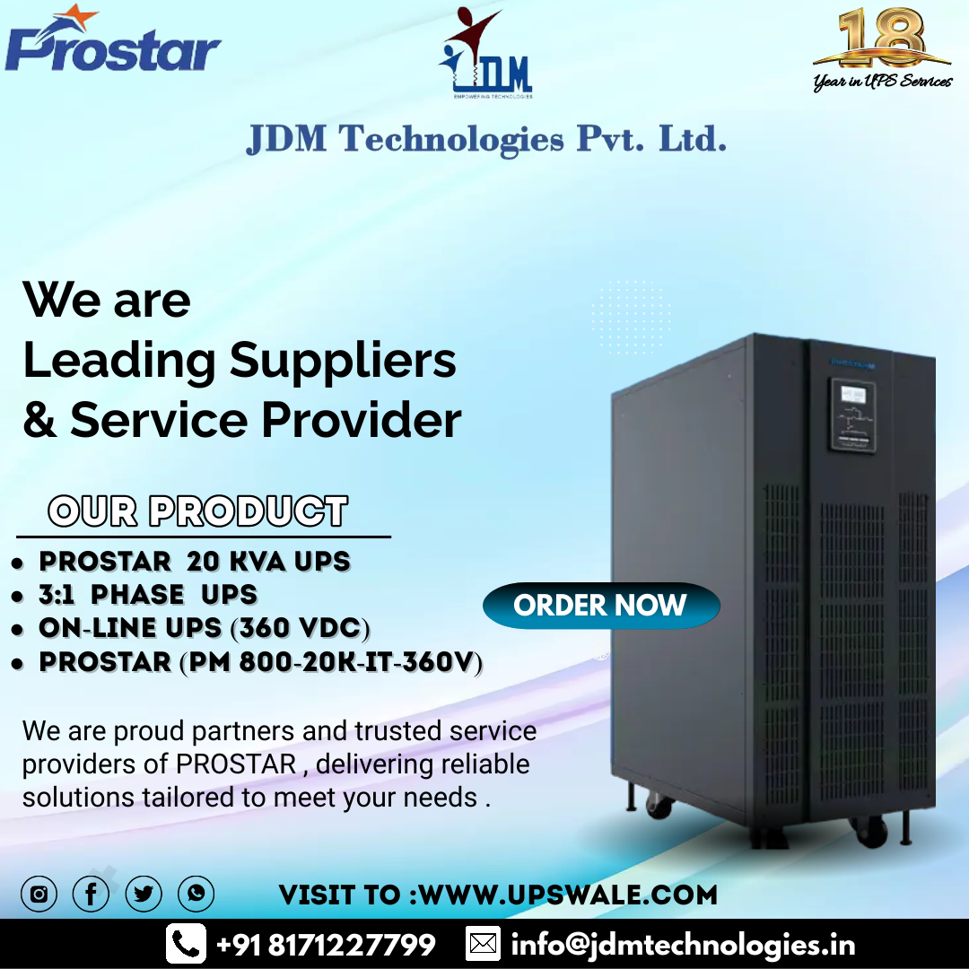Service providers of PROSTAR , delivering reliable solutions tailored to meet your needs .

#UPS #PowerSupply #BackupPower #DataProtection
#BusinessContinuity #EnergyBackup #ServerProtection #BatteryBackup #UPSsystem #PowerManagement #EmergencyPower #DataCenter