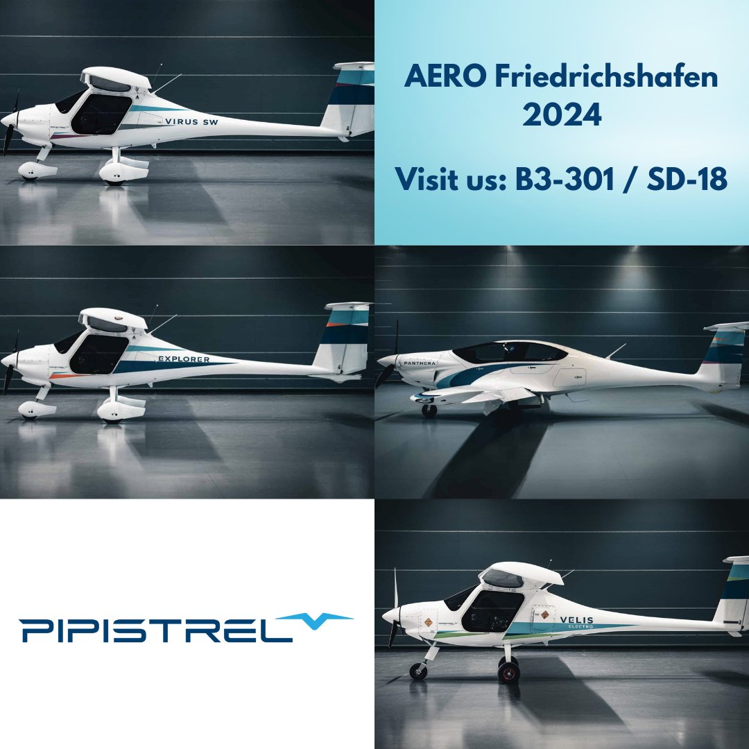 We're ready kicking off Day 1 at AERO Friedrichshafen. ✈

Come visit us at B3-301 / SD-18 to view our lineup of aircraft at the show, including our Virus 127, Explorer, Panthera and Velis Electro.

#Pipistrel #AEROFriedrichshafen