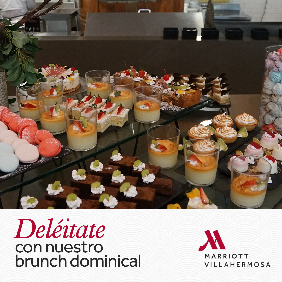 ¡Descubre el placer de los domingos en #MarriottVillahermosa!🌟
De 1 a 5 pm, deléitate con nuestro exquisito #BrunchDominical. 🍳🥂
Tenemos todo para hacer de tu domingo una experiencia inolvidable.
¡Reserva ahora y haz que tus domingos sean extraordinarios!✨
#MarriottHotels🌞🍽️