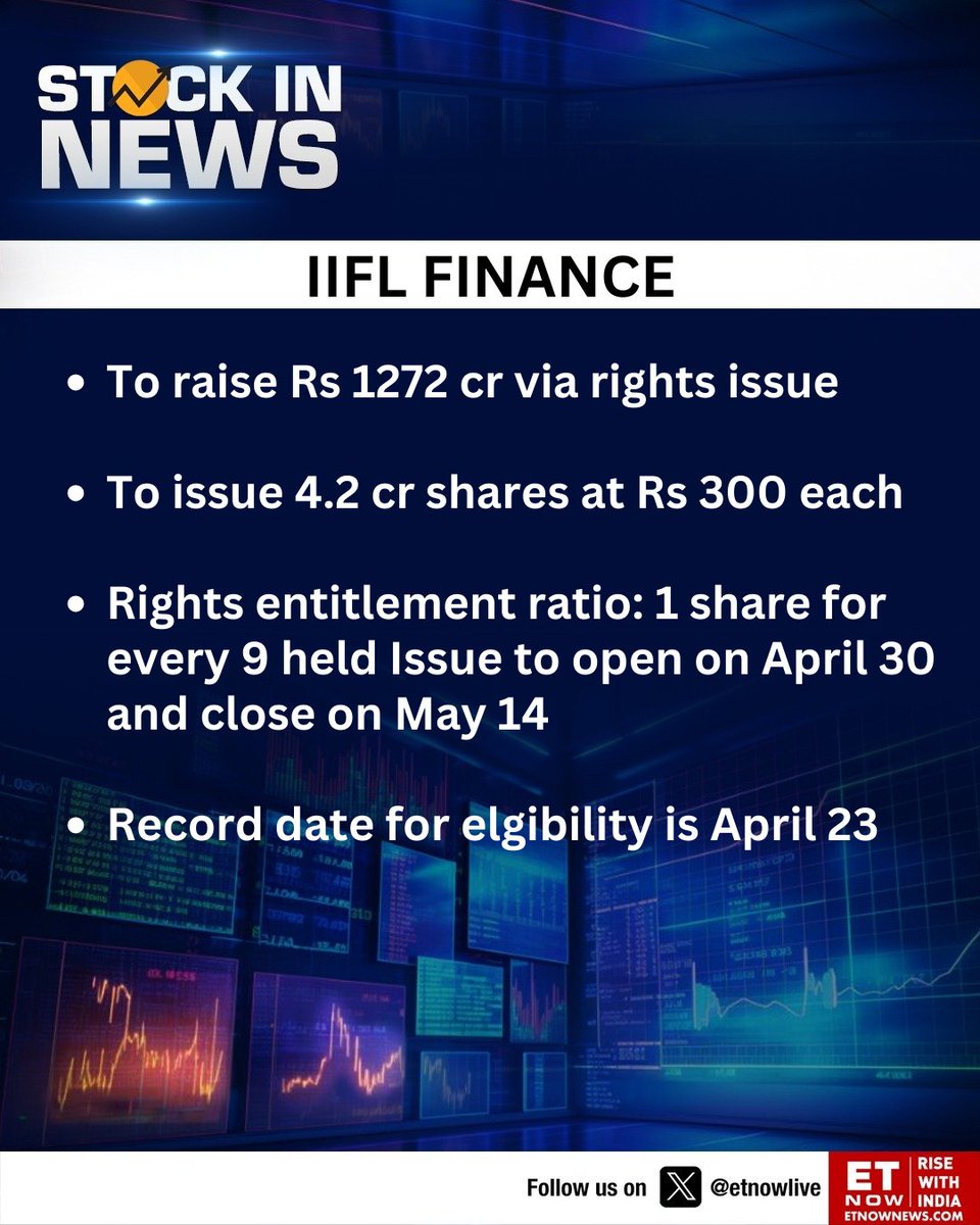 News Alert | IIFL Finance to raise Rs 1272 cr via rights issue

@IIFL_Finance