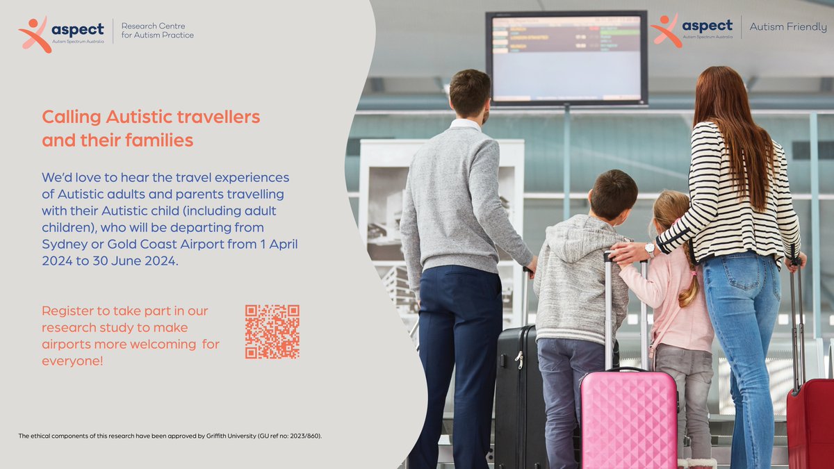 Autism and Airport Experiences - @DrChrisEd @AutismSpectAust would like to hear about the #travel experiences of #Autistic adults and parents travelling with their Autistic child, departing from Sydney or Gold Coast Airport from 1 April - 30 June. aspect.org.au/about-autism/o…