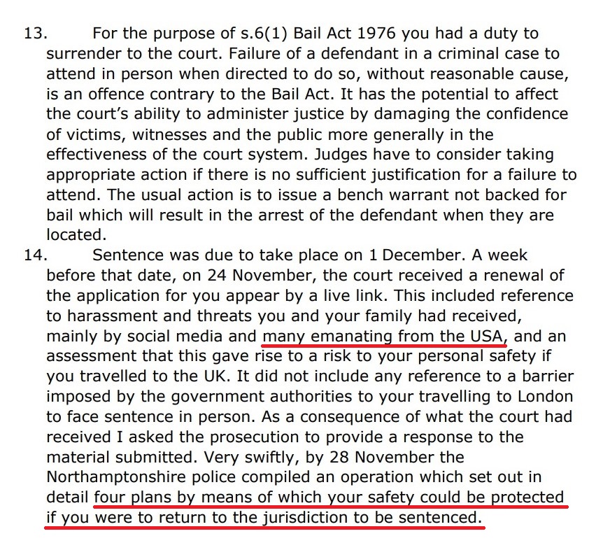 Here goes @john1576 again!

In September 2020 the #USGovernment refused an extradition request for #AnneSaccolas 

Justice Cheema-Grubb asked #AnneSacoolas to attend her sentencing hearing in person and then return home but she was ordered by the #USGovernment not to comply.