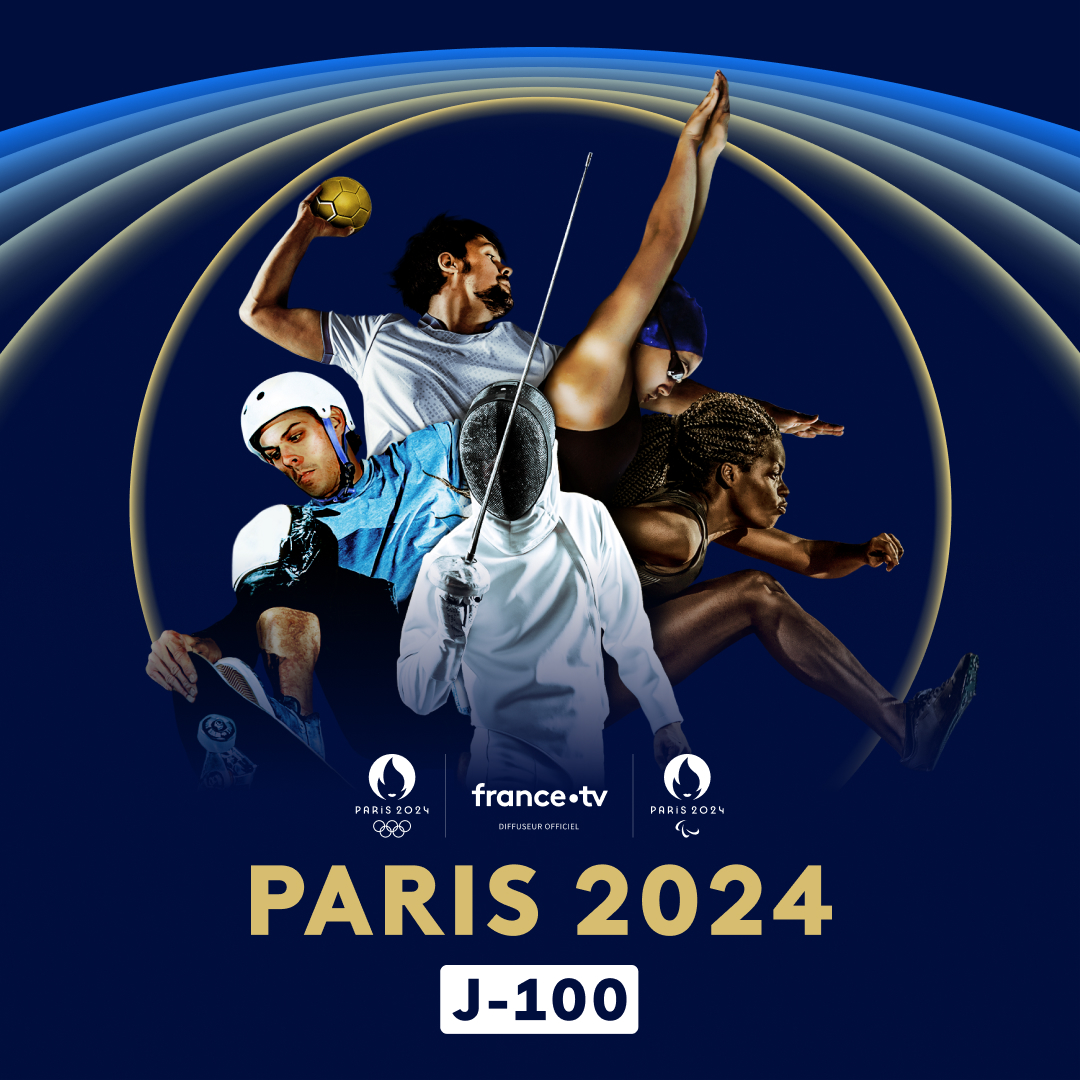 🇫🇷 🏅 J-100 avant les Jeux de #Paris2024 dont @Francetele est le partenaire historique et diffuseur officiel ! 🗓️ Un événement planétaire à vivre ensemble sur nos antennes du 26 juillet au 8 septembre 2024. #RoadToParis2024 🔥