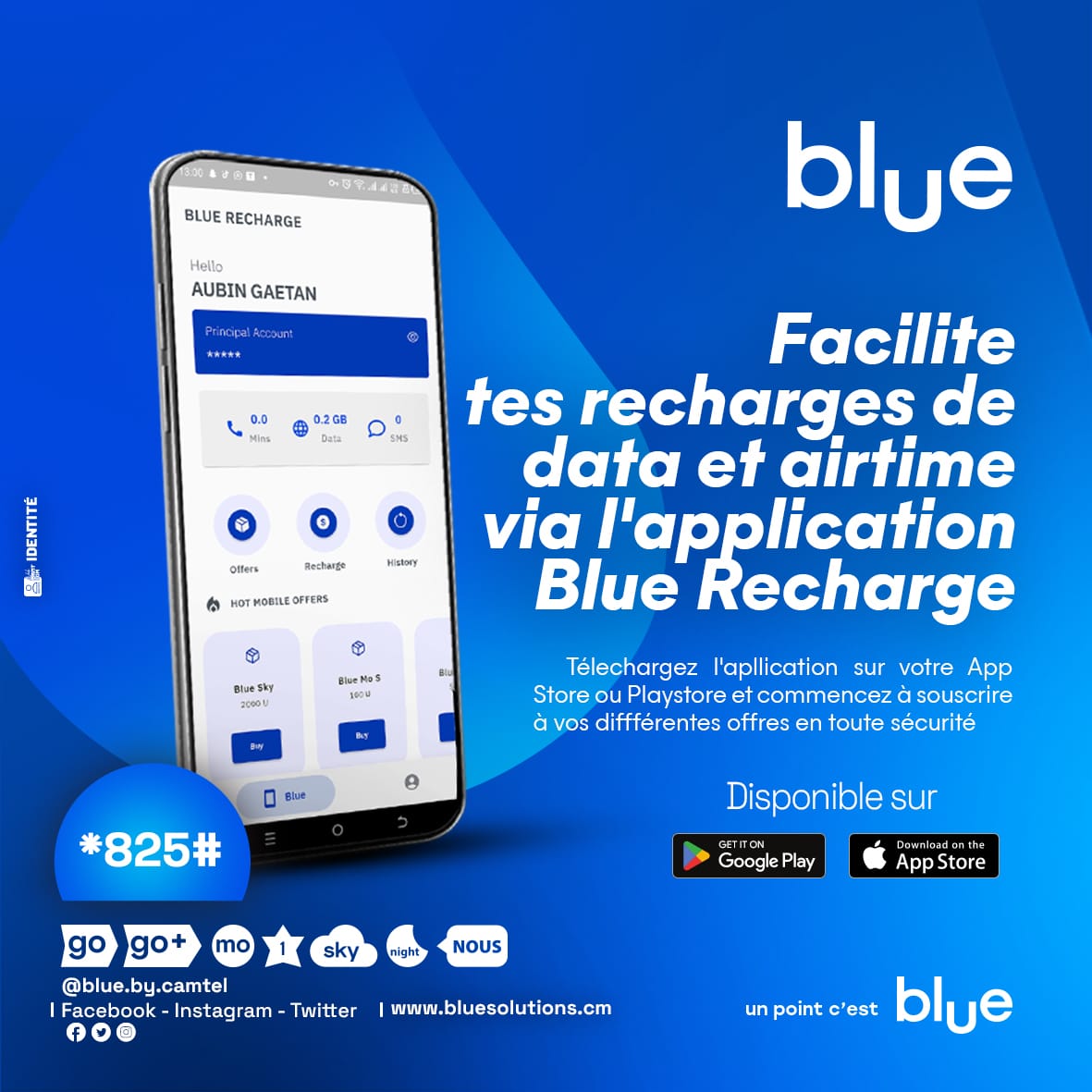 blue_by_camtel's tweet photo. Téléchargez l'application sur votre App Store ou Playstore et commencez à souscrire à vos différentes offres en toute sécurité.

#Application
#BlueRecharge
#Blue https://t.co/3aERuriqiC