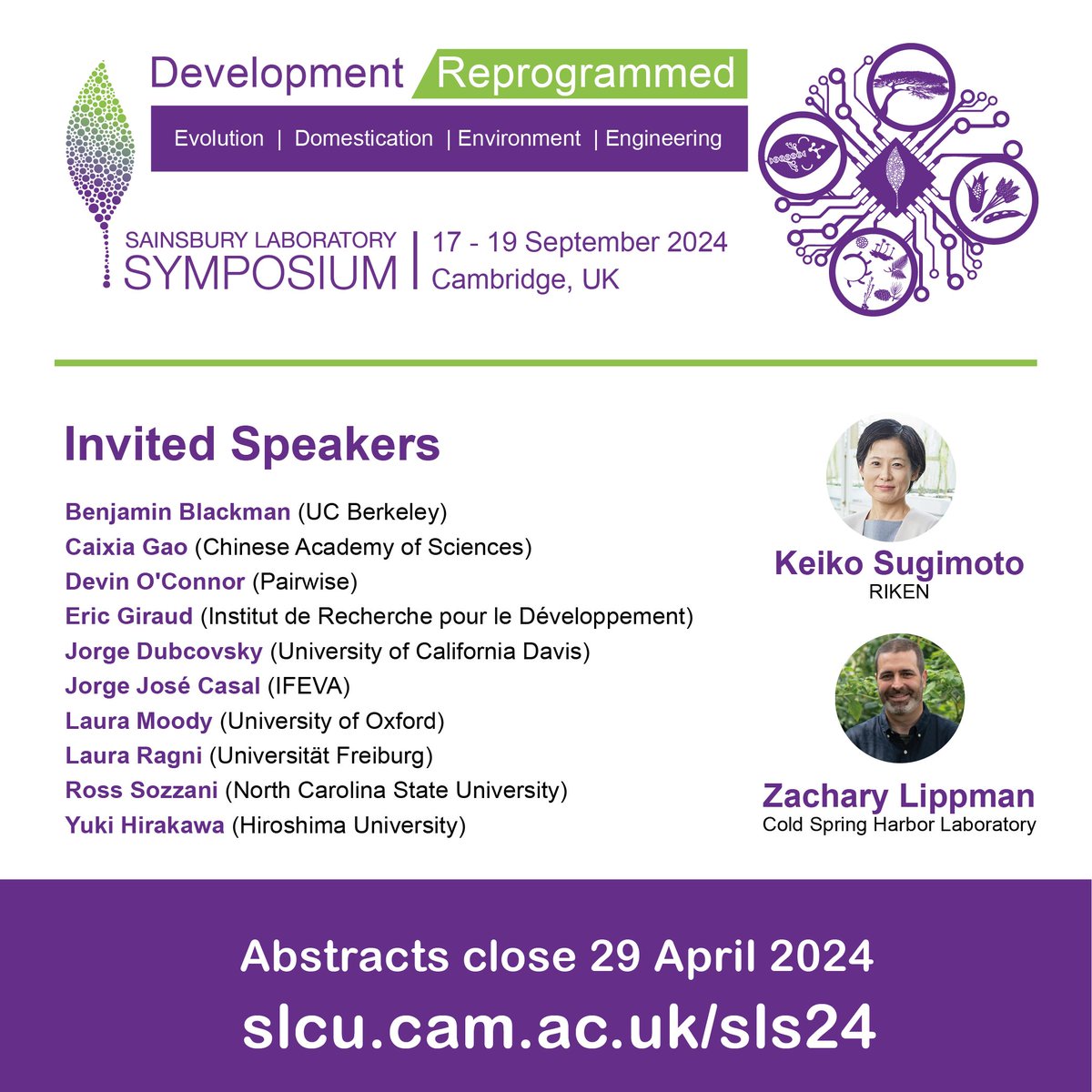 What can developmental change teach us about plants? Explore the mechanisms behind plant developmental variation under evolution, domestication, environment & engineering at #SLS24🌱 #PlantScience #DevelopmentalBiology ⏰Abstracts close 29 APRIL 2024 🗓️slcu.cam.ac.uk/sls24