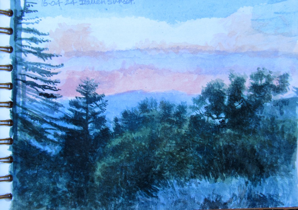 Sketchbook pages View from the villa evening #art #ArtistOnX #ArtistOnTwitter #artist #artista #sketchbook #sketches #painting #watercolorpainting #watercolour #landscapepainting #landscape #Perugia #Italy #contemporaryart #contemporarypainting #sunsets