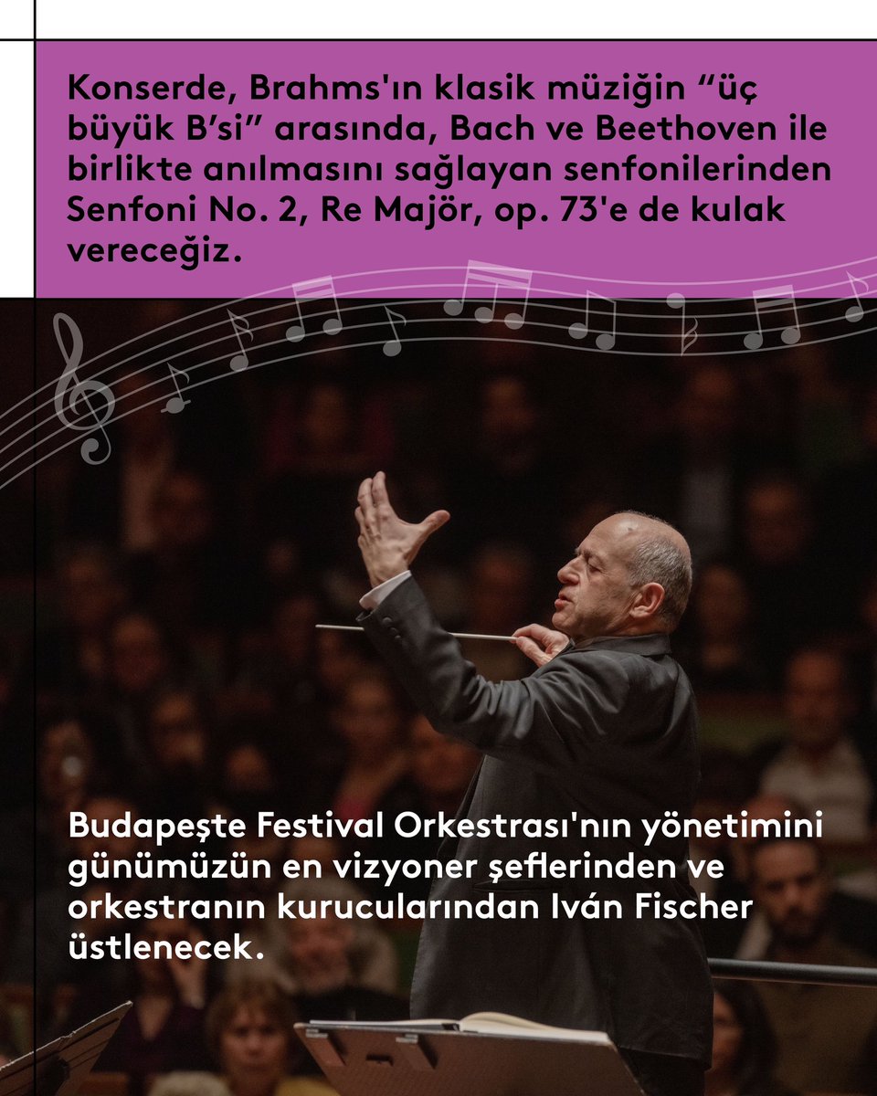 Johannes Brahms’ın görkemli ve büyüleyici eserlerine adanmış bir geceye hazır mısınız? ✨🎼

📌 @budfestivalorch & Iván Fischer & Francesco Piemontesi, 3 Haziran’da @akmistanbul ‘da

🎟️ Biletler @passo_com_tr ve #İKSV gişesinde

#istanbulmuzikfestivali #iksvseveseve